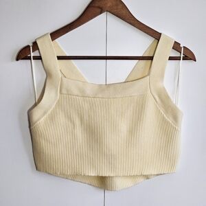 HOUSE OF HARLOW 1960 Cropped Cross Back Ribbed Knit Tank Top Size Large